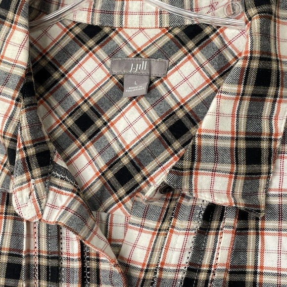 J. Jill Womens Size Large Red / Tan Plaid Long Sleeve Button Down Blouse Top - Picture 12 of 16